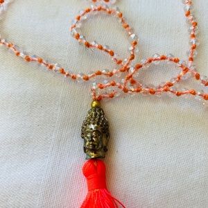 Little Buddha Necklace I  Orange & Brass
